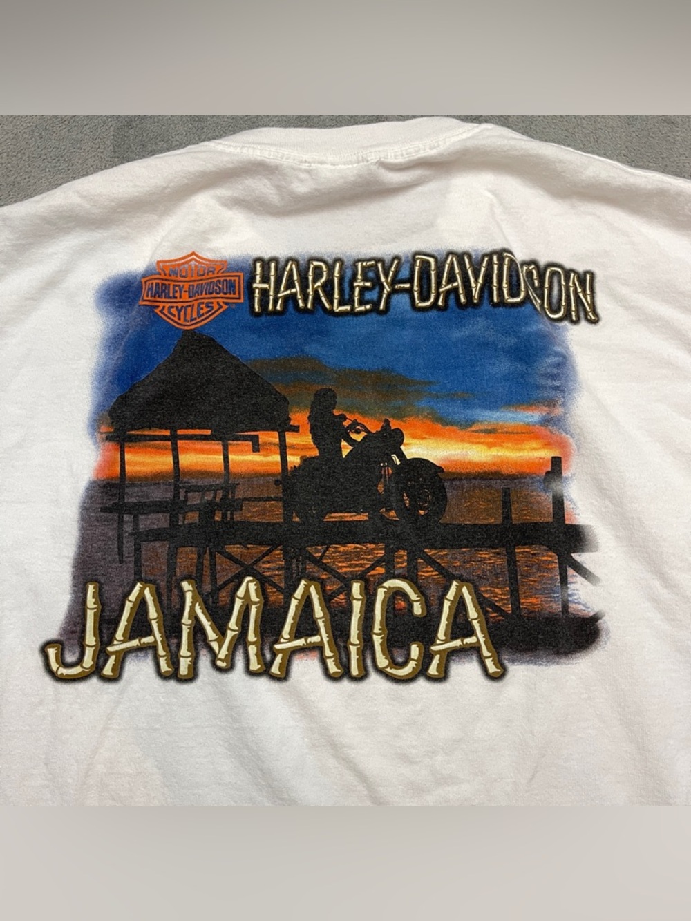 Harley Davidson Shirt Men XXL White Tee Biker Motorcycle Jamaica Beach Vacation